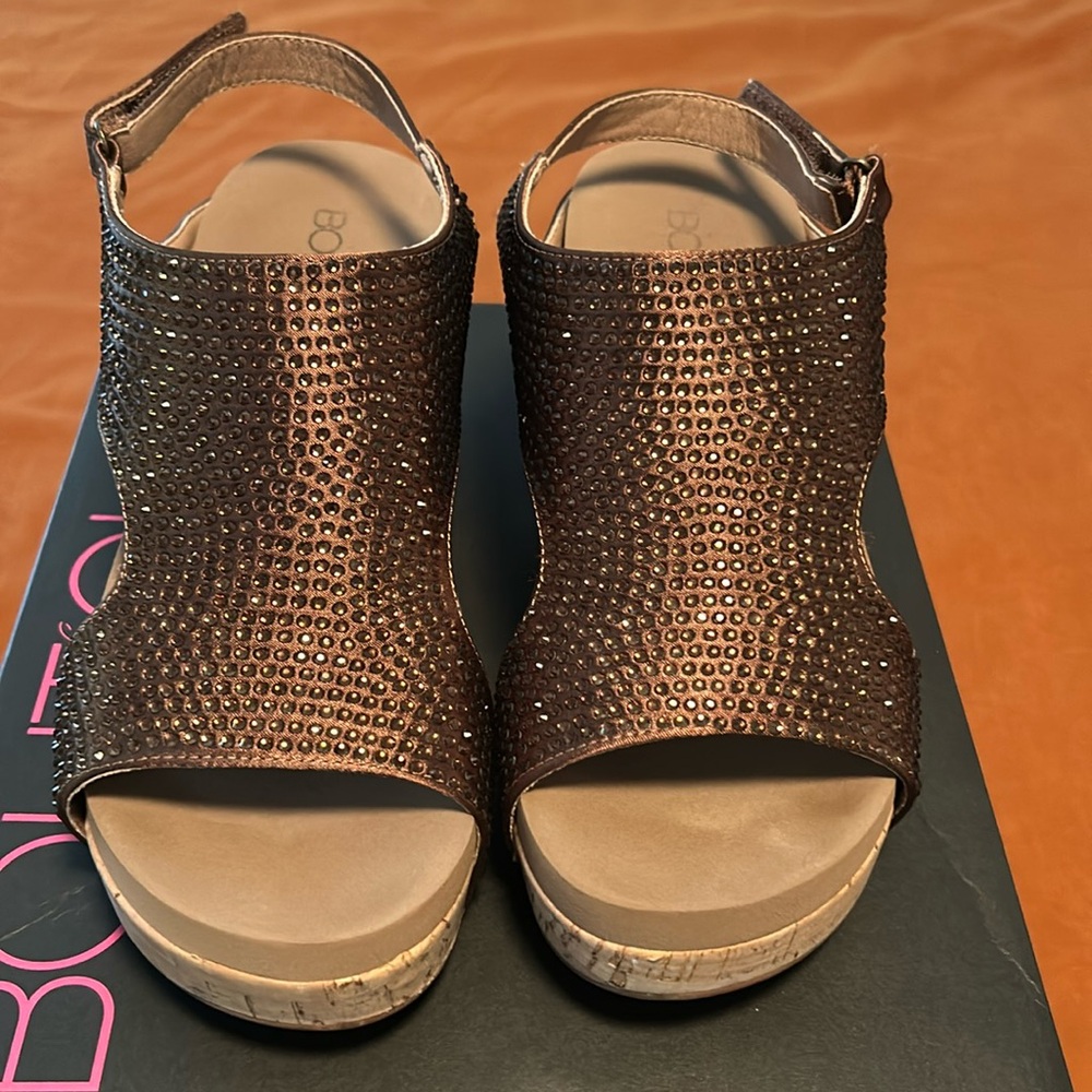 Corky’s Carley Crystal Design Wedge Heel Brown